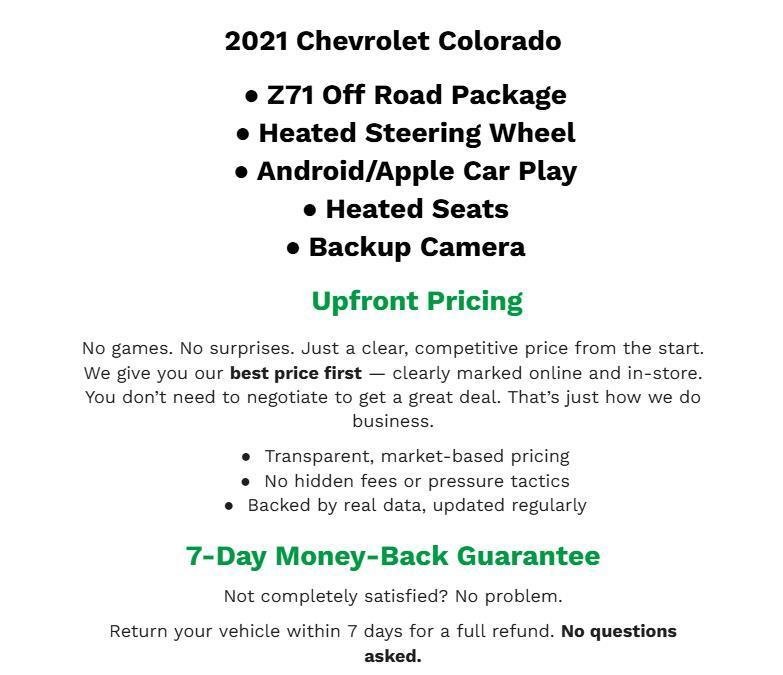 Used 2021 Chevrolet Colorado Z71