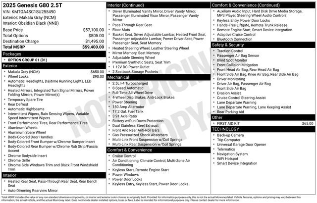 Certified 2025 Genesis G80 2.5T AWD/4WD image 2