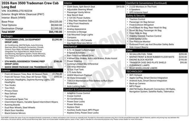 New 2026 RAM 3500 Tradesman AWD/4WD image 5