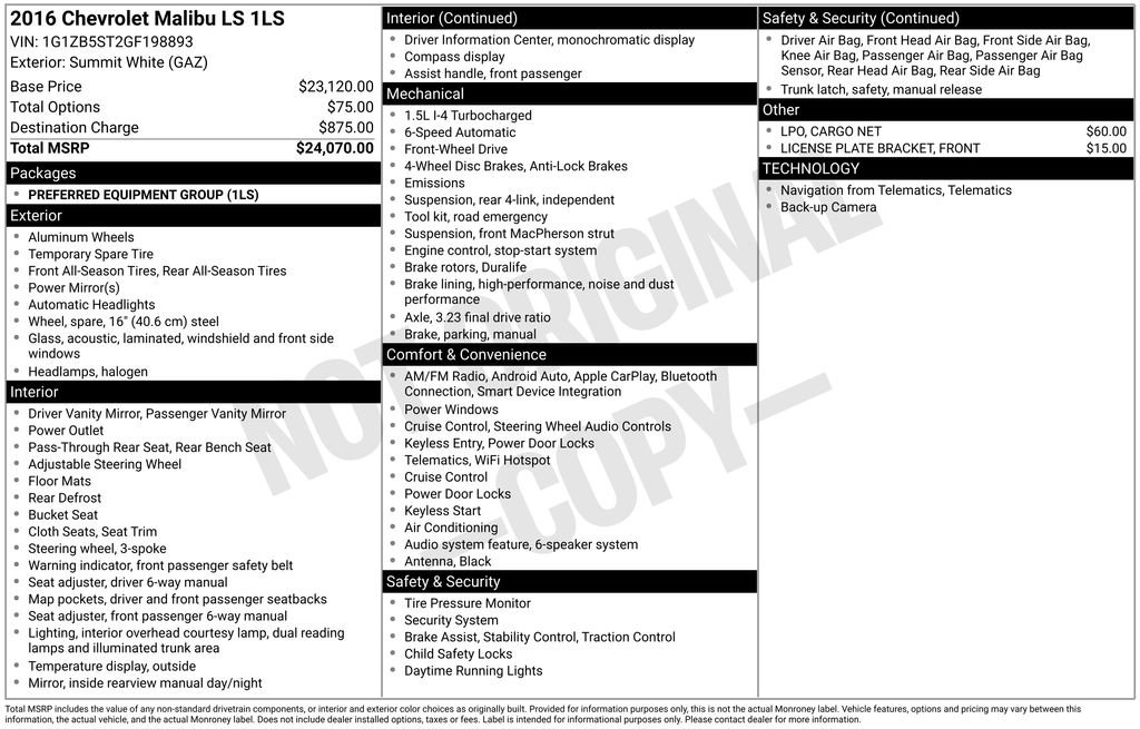 Used 2016 Chevrolet Malibu LS image 3