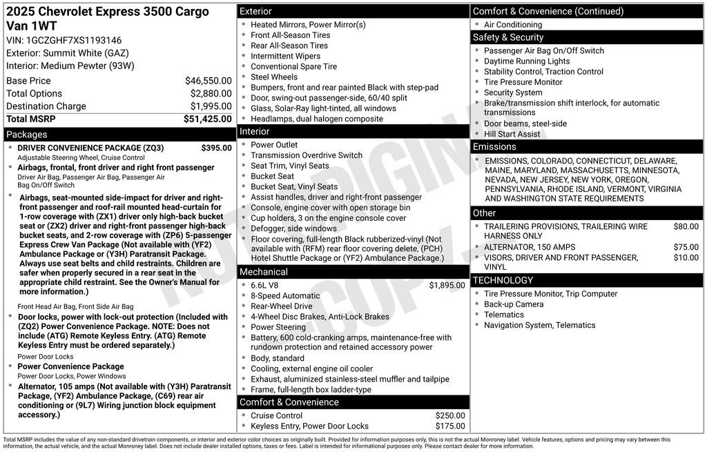 New 2025 Chevrolet Express 3500 Extended w/ Driver Convenience Package image 18