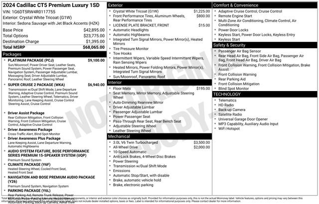 Certified 2024 Cadillac CT5 Premium Luxury w/ Platinum Package AWD/4WD image 49