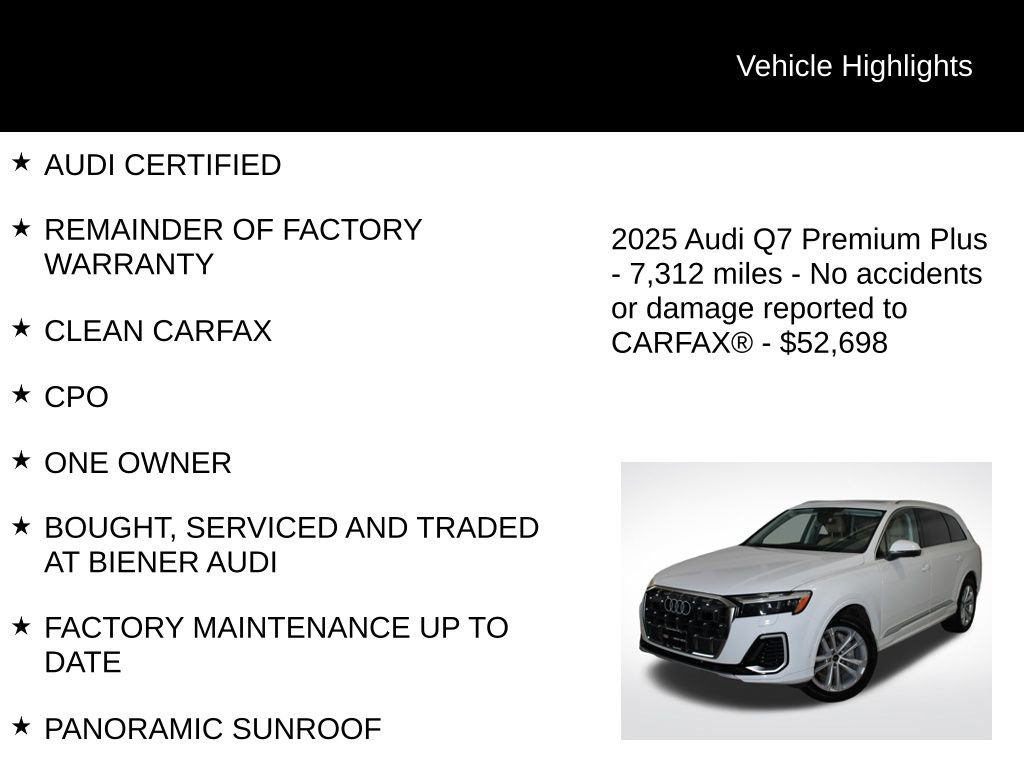 Certified 2025 Audi Q7 2.0T Premium Plus image 9