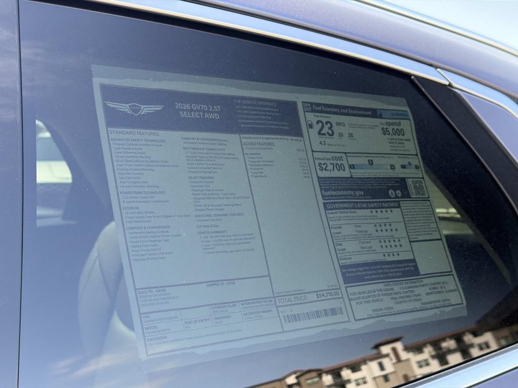New 2026 Genesis GV70 2.5T Select AWD/4WD image 12
