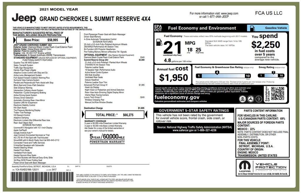 Used 2021 Jeep Grand Cherokee L Summit AWD/4WD image 3