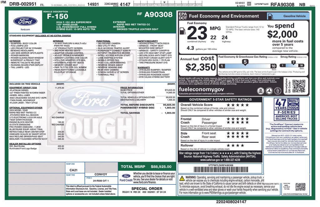 Used 2024 Ford F150 Platinum w/ Equipment Group 703A Plus image 5