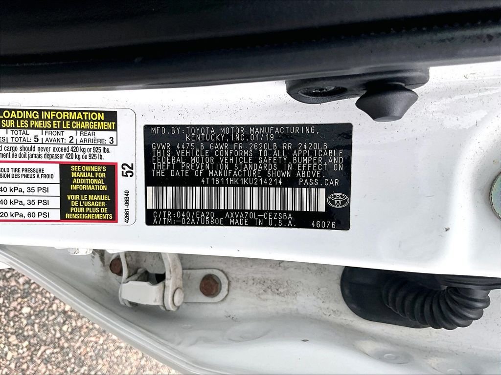 Certified 2019 Toyota Camry SE FWD image 9
