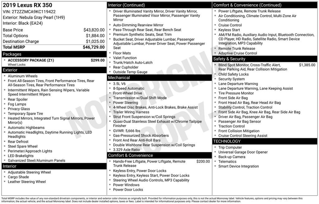 Used 2019 Lexus RX 350 FWD w/ Accessory Package image 11