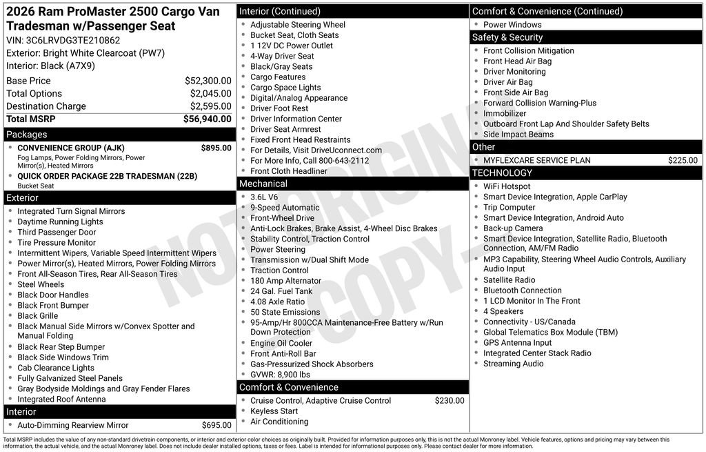 New 2026 RAM ProMaster 2500 w/ Convenience Group FWD image 6