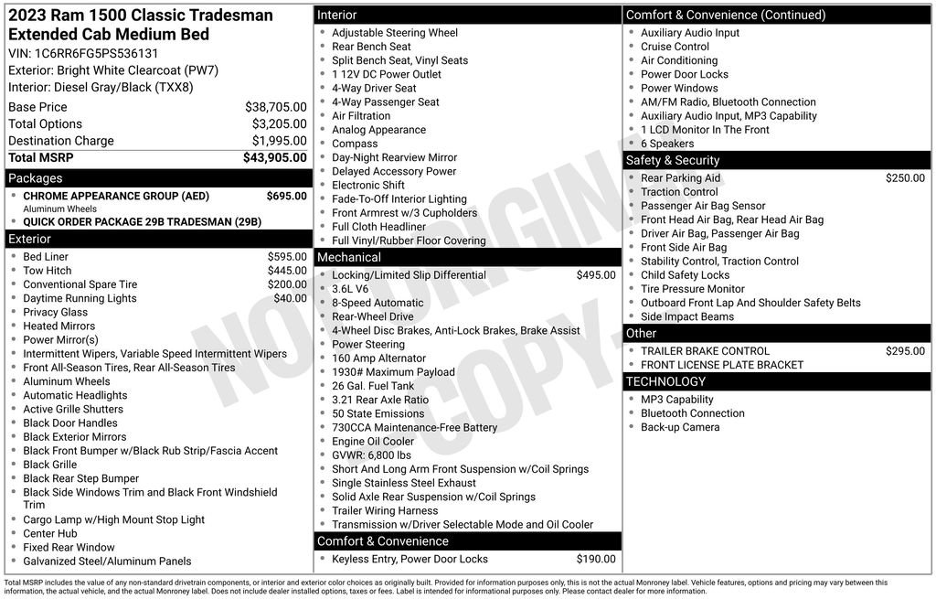 Used 2023 RAM 1500 Tradesman w/ Chrome Appearance Group RWD image 17