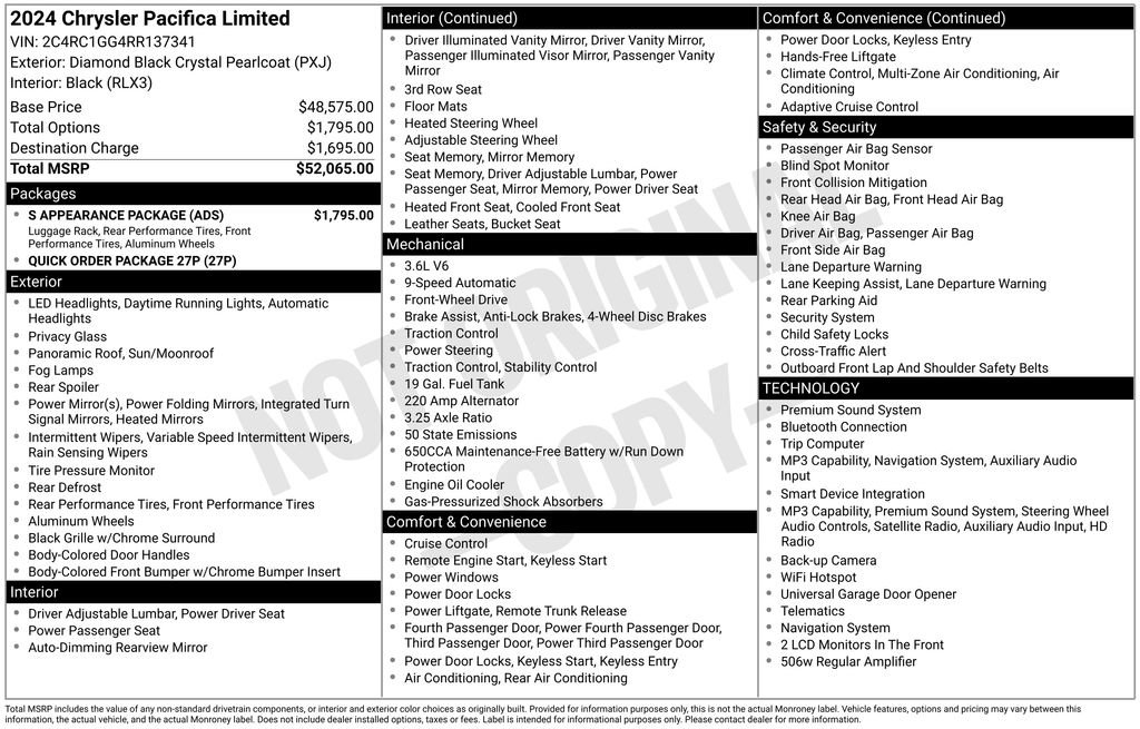 Used 2024 Chrysler Pacifica Limited w/ S Appearance Package FWD image 3