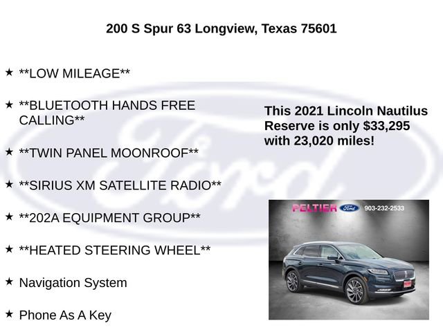 Used 2021 Lincoln Nautilus Reserve w/ Equipment Group 202A image 30