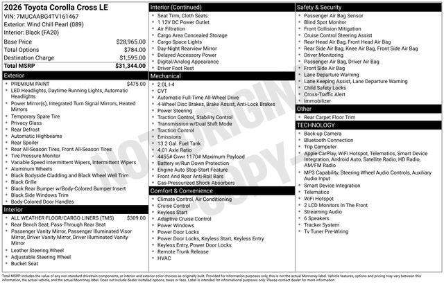 Certified 2026 Toyota Corolla Cross LE AWD/4WD image 32