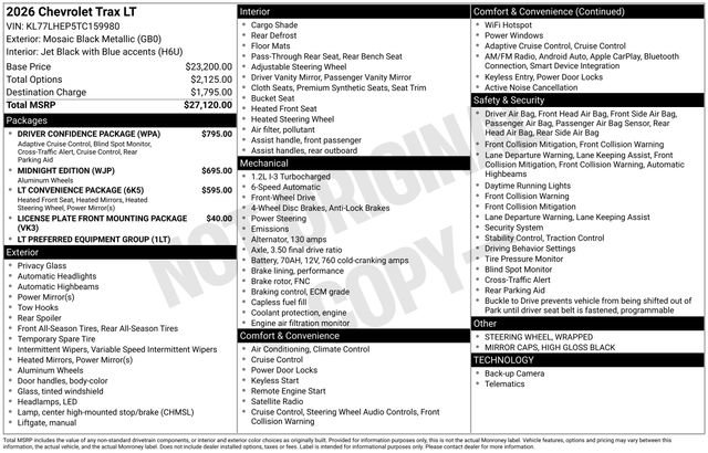 New 2026 Chevrolet Trax LT w/ Driver Confidence Package FWD image 2