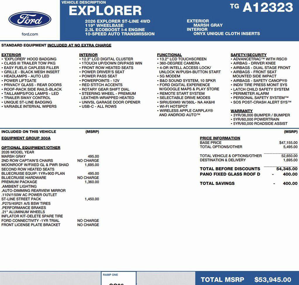 New 2026 Ford Explorer ST-Line w/ ST-Line Street Pack image 2
