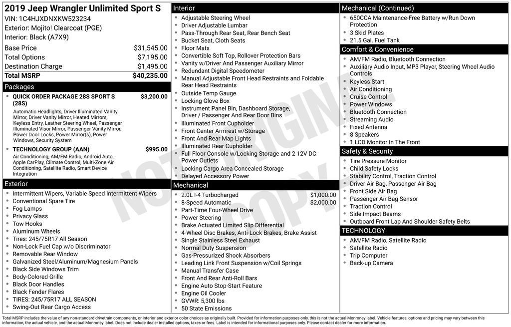 Used 2019 Jeep Wrangler Unlimited Sport S image 5