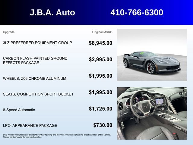 Used 2016 Chevrolet Corvette Z06 w/ 3LZ Preferred Equipment Group image 5