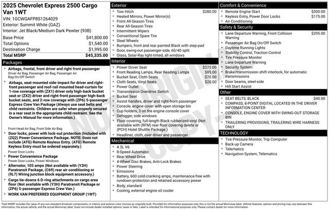 New 2025 Chevrolet Express 2500 RWD image 4
