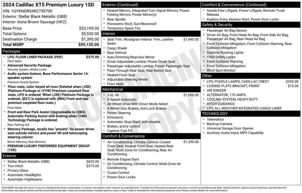 Used 2024 Cadillac XT5 Premium Luxury w/ LPO, Floor Liner Package image 48