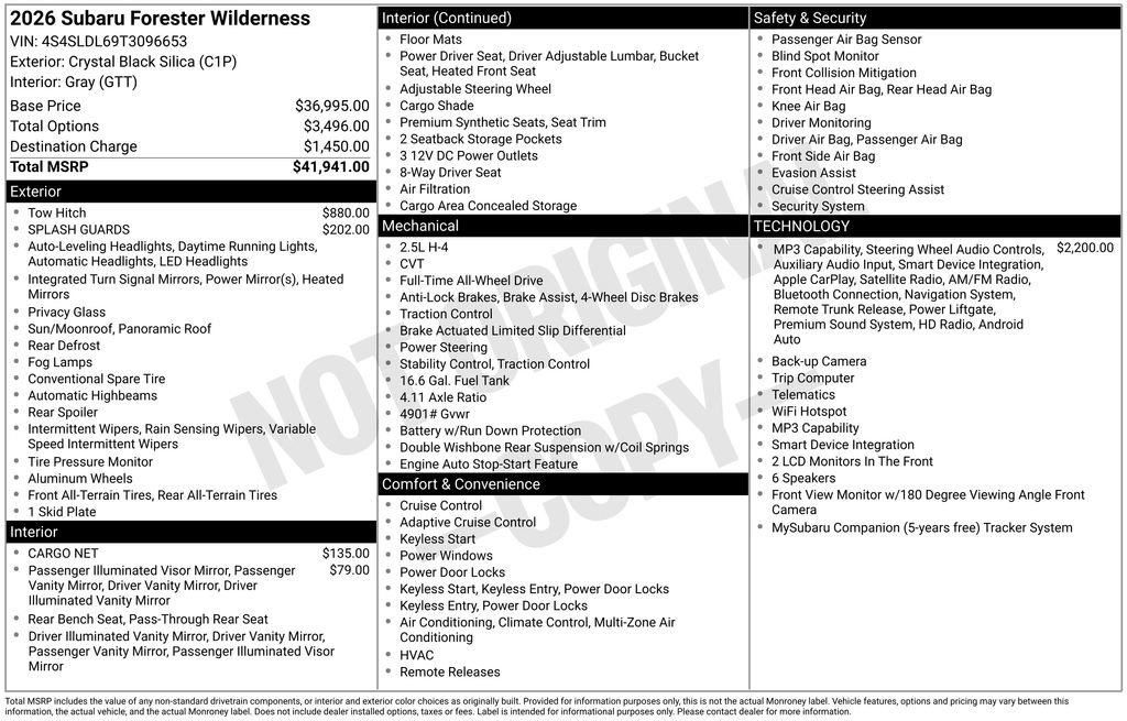 New 2026 Subaru Forester Wilderness AWD/4WD image 6