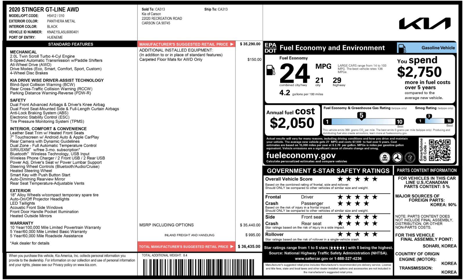 Used 2020 Kia Stinger GT-Line image 49