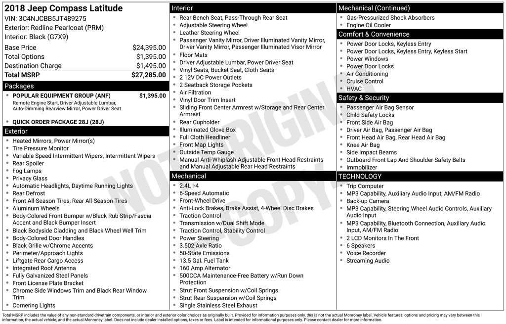 Used 2018 Jeep Compass Latitude w/ Popular Equipment Group FWD image 9