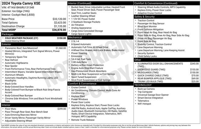 Used 2024 Toyota Camry XSE w/ Cold Weather Package AWD/4WD image 10