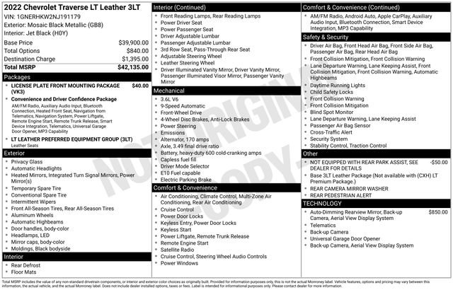 Certified 2022 Chevrolet Traverse LT image 35