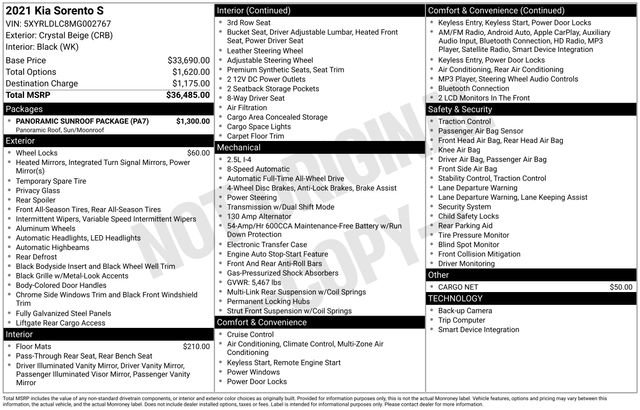 Used 2021 Kia Sorento S w/ Panoramic Sunroof Package image 6