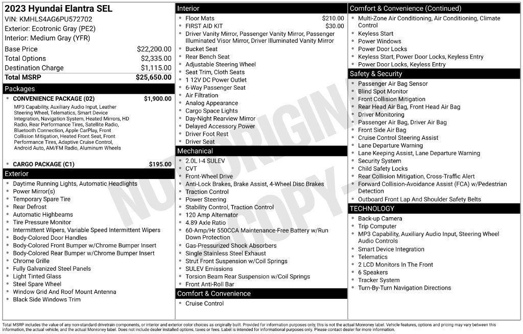 Used 2023 Hyundai Elantra SEL w/ Convenience Package FWD image 50