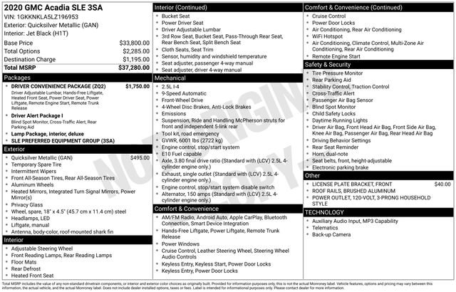 Used 2020 GMC Acadia SLE w/ Driver Convenience Package image 64