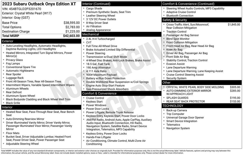 Used 2023 Subaru Outback Onyx Edition XT image 14