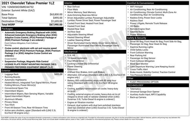 Used 2021 Chevrolet Tahoe Premier AWD/4WD image 3