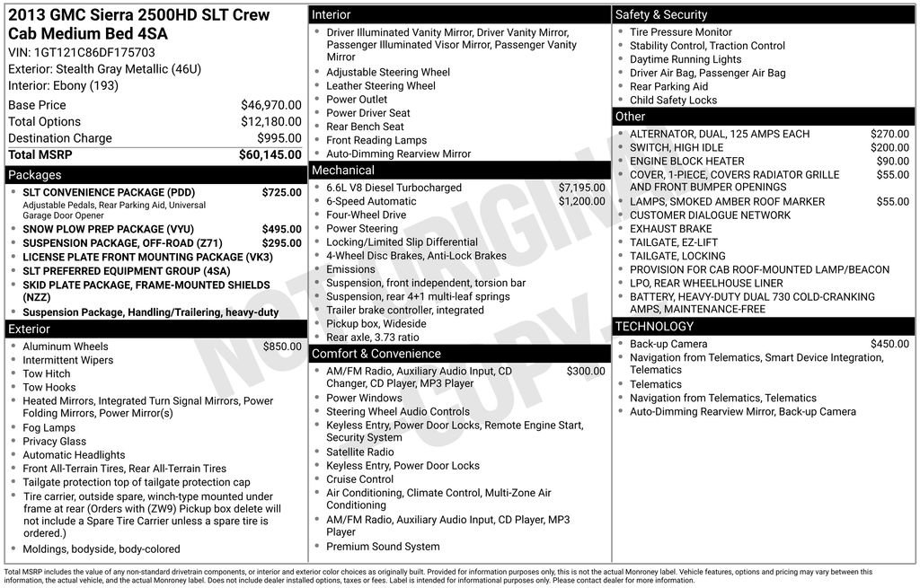 Used 2013 GMC Sierra 2500 SLT w/ SLT Convenience Package image 2