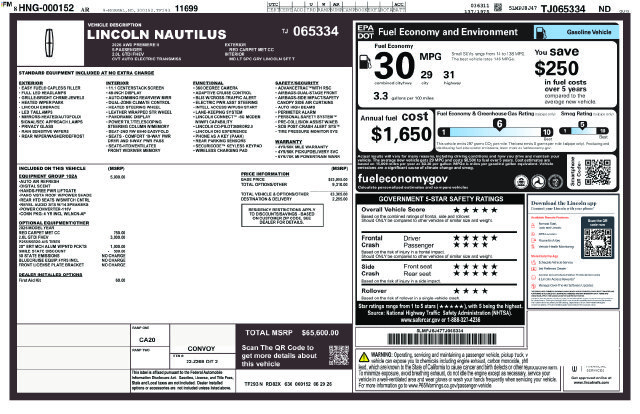 New 2026 Lincoln Nautilus Premier w/ Equipment Group 102A AWD/4WD image 29