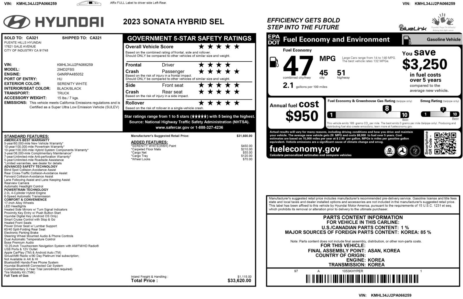 Used 2023 Hyundai Sonata SEL FWD image 52