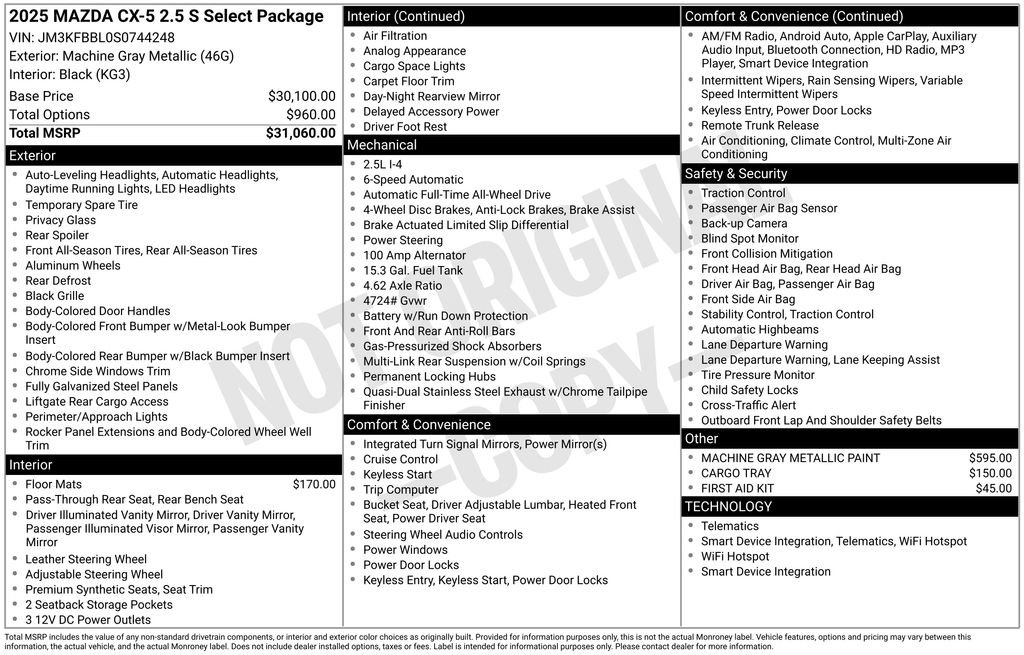 New 2025 MAZDA CX-5 AWD 2.5 S w/ Select Package