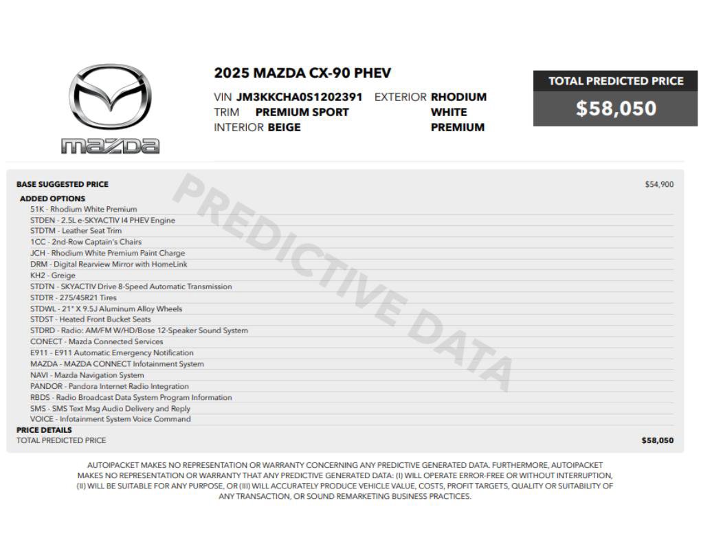 Used 2025 MAZDA CX-90 Plug-In Hybrid w/Premium Sport AWD/4WD image 2