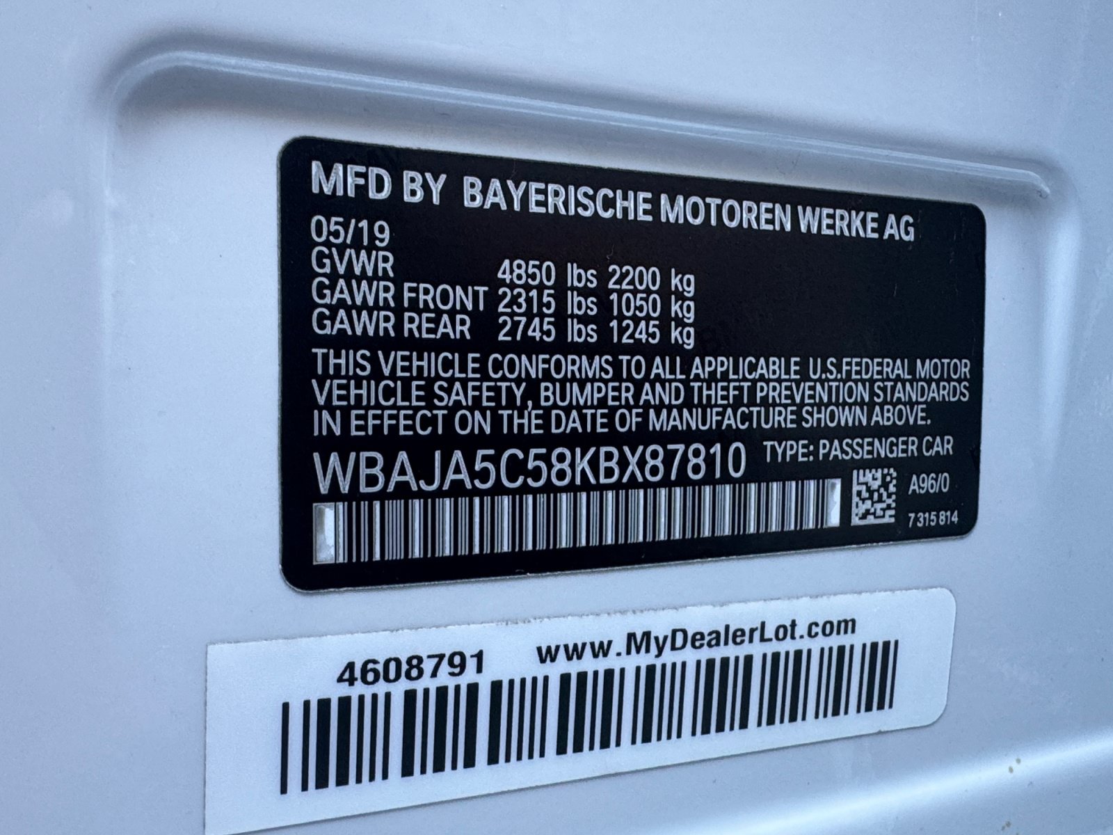Used 2019 BMW 530i w/ Convenience Package RWD image 21