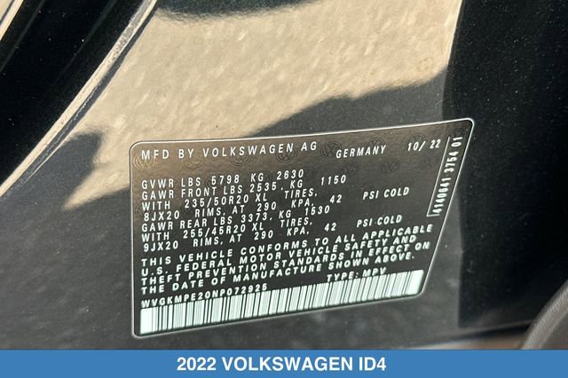 Used 2022 Volkswagen ID.4 Pro S w/ Gradient Package RWD image 32