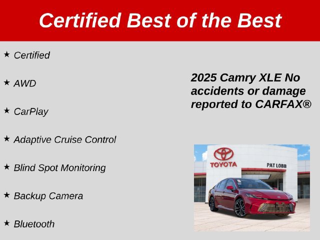 Certified 2025 Toyota Camry XLE w/ Premium Plus Package AWD/4WD image 37
