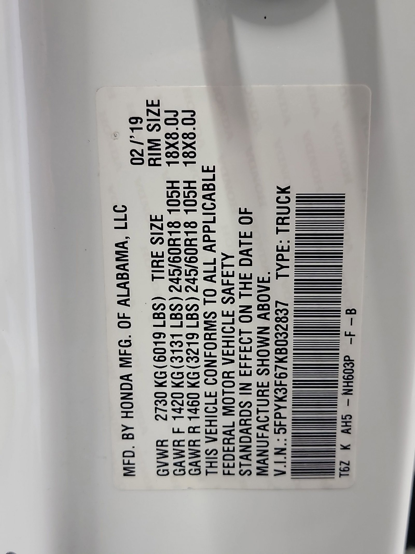 Used 2019 Honda Ridgeline RTL-T image 33