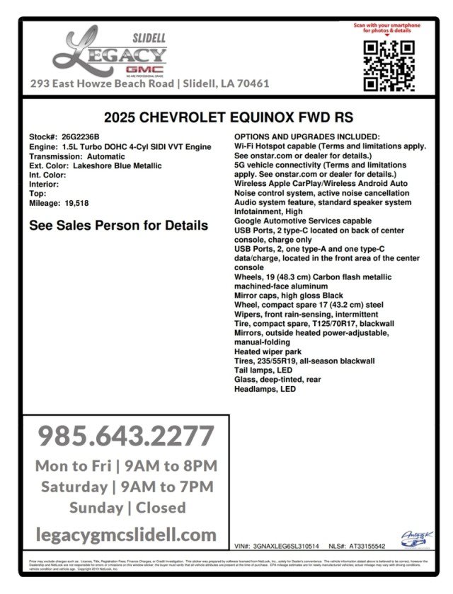 Used 2025 Chevrolet Equinox RS w/ Convenience Package III FWD image 32