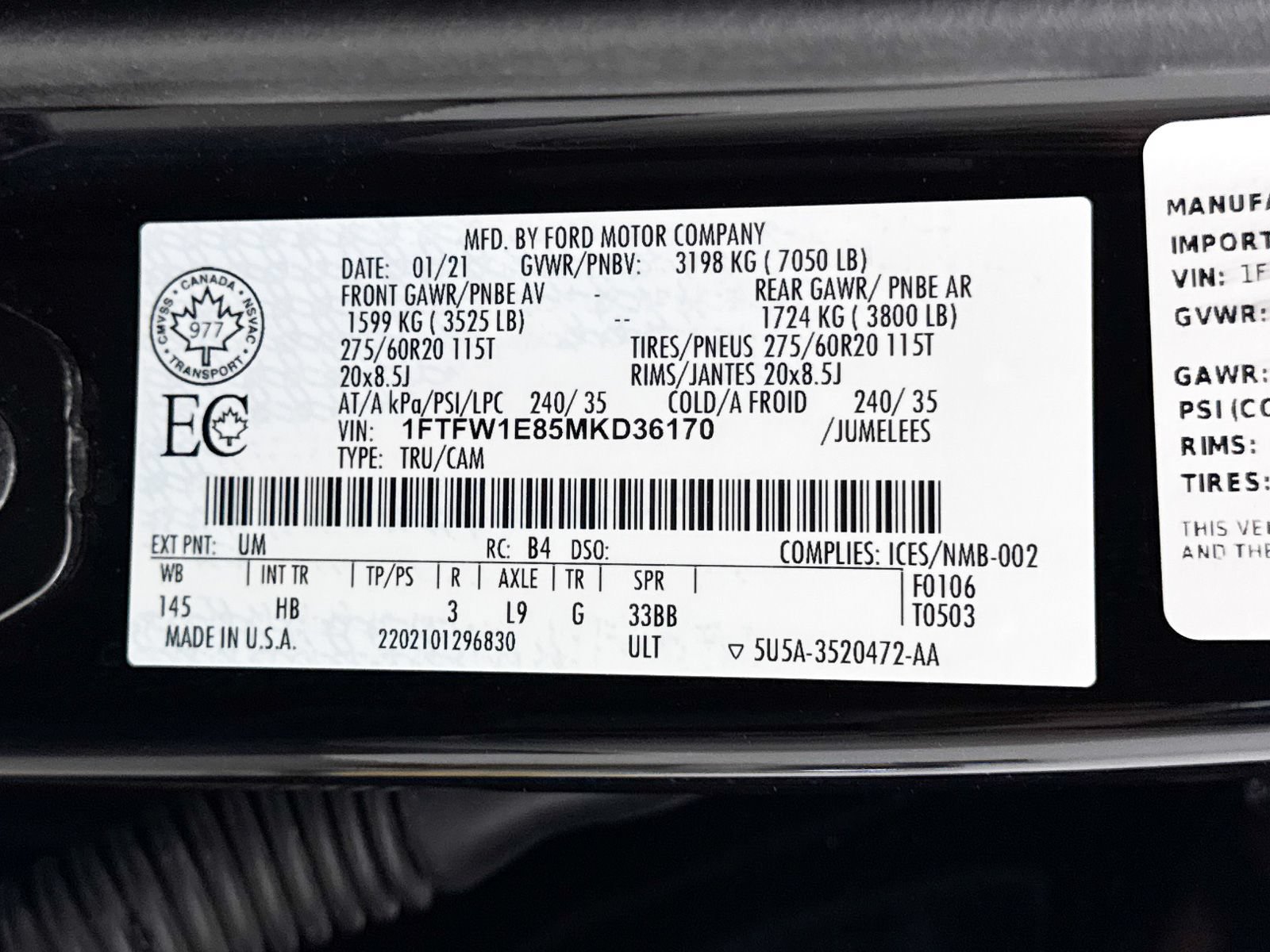 Used 2021 Ford F150 Lariat w/ Equipment Group 502A High AWD/4WD image 39