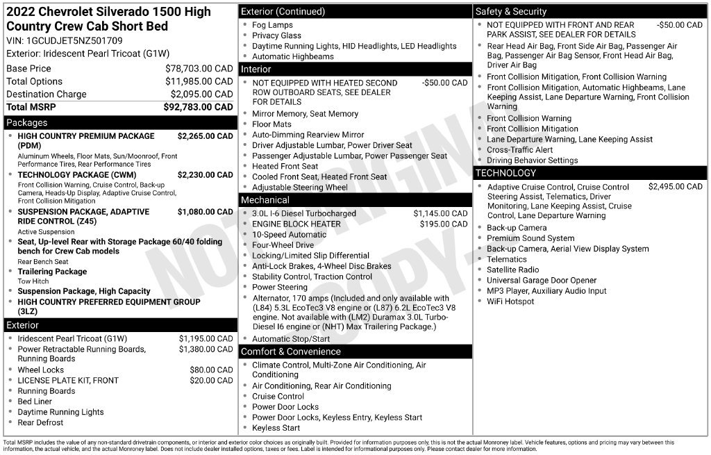 Used 2022 Chevrolet Silverado 1500 High Country w/ High Country Premium Package AWD/4WD image 46