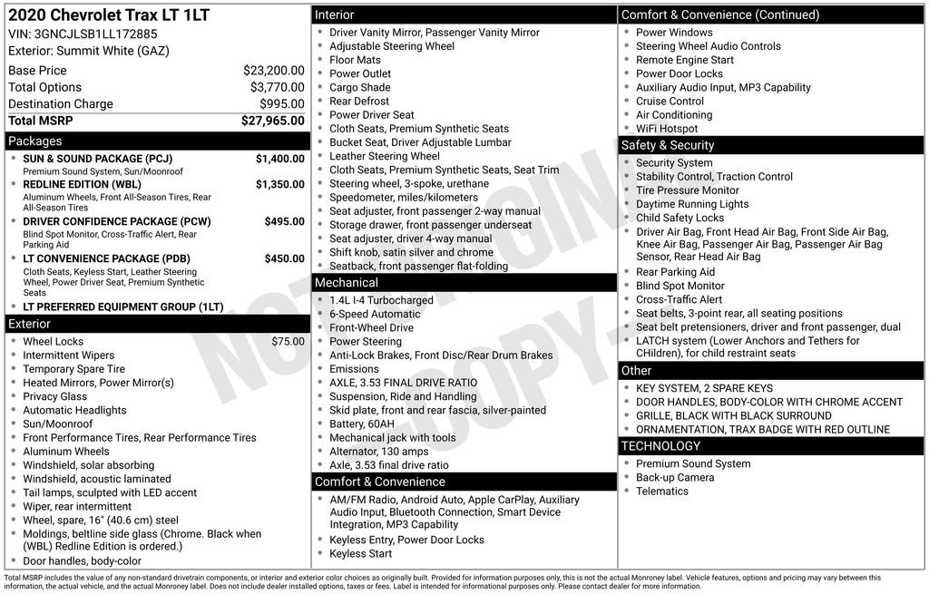Used 2020 Chevrolet Trax LT w/ Sun & Sound Package FWD image 4