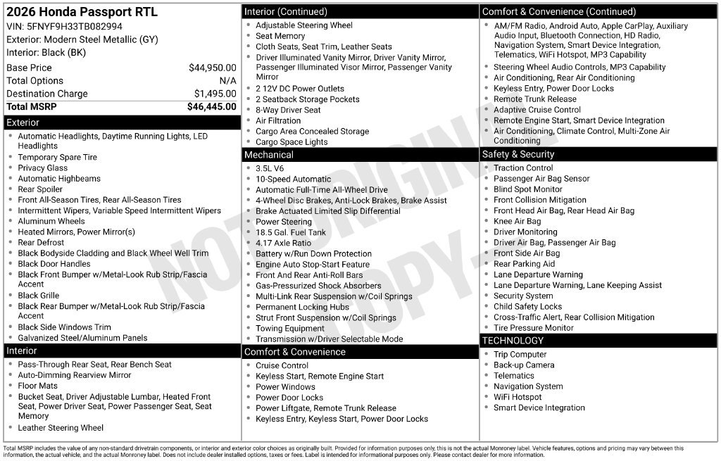 Certified 2026 Honda Passport RTL image 39