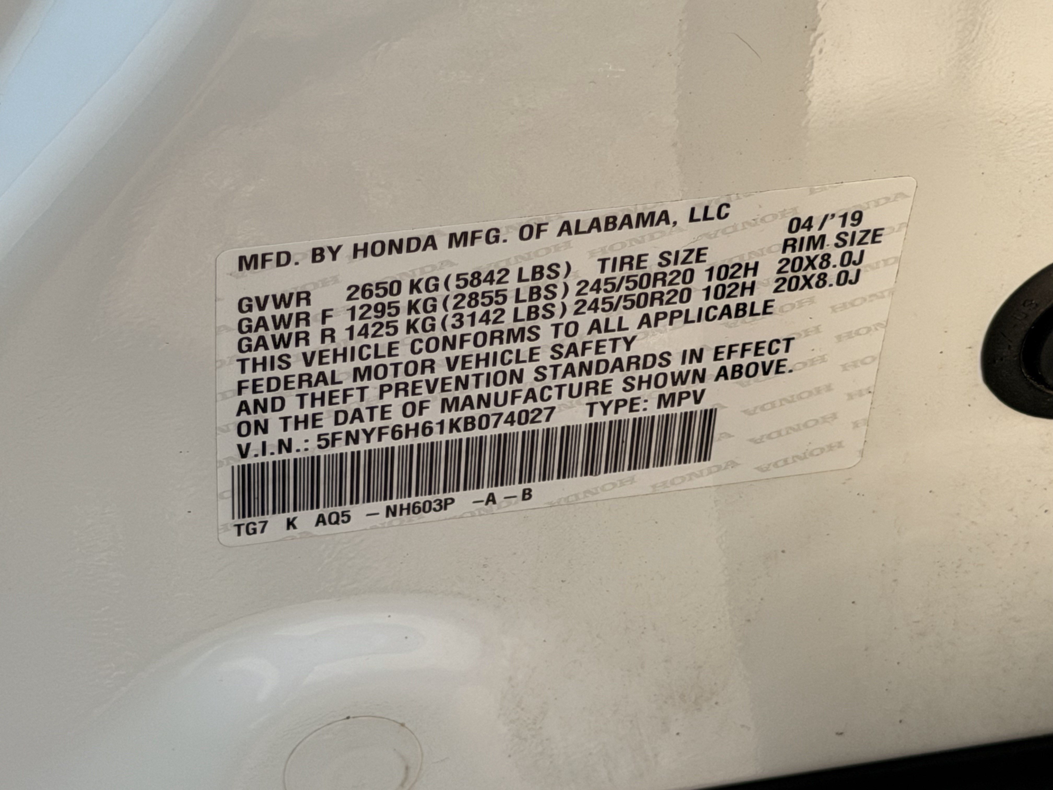 Certified 2019 Honda Pilot Touring image 28