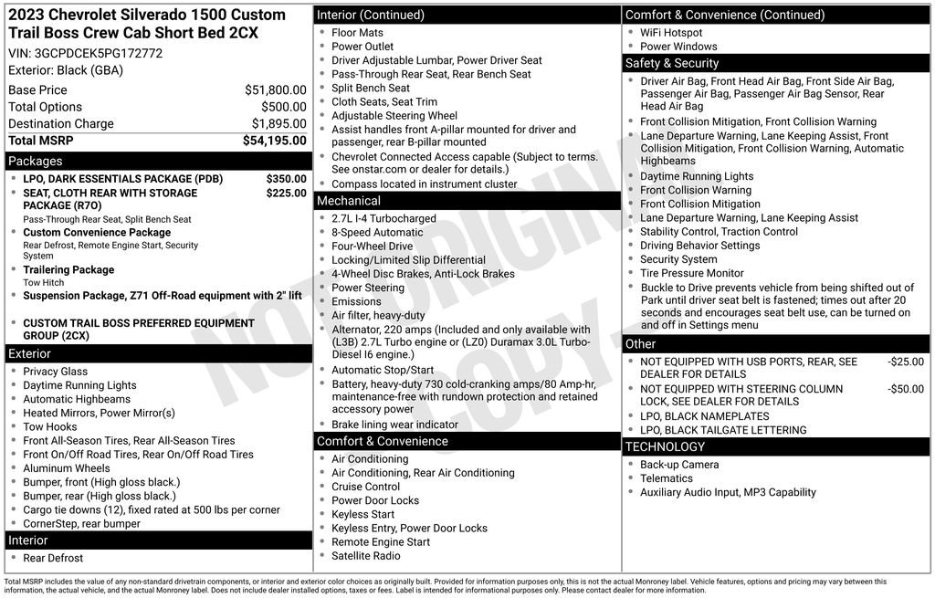 Used 2023 Chevrolet Silverado 1500 Custom Trail Boss w/ LPO, Dark Essentials Package AWD/4WD image 6