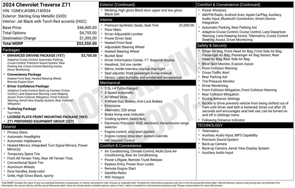 Used 2024 Chevrolet Traverse Z71 w/ Enhanced Driving Package AWD/4WD image 10